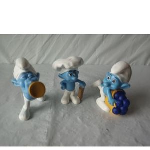 Peyo Smurf McDonald's 3" PVC Action Figure 2011 Lot Of 3 Baker , Harmony…